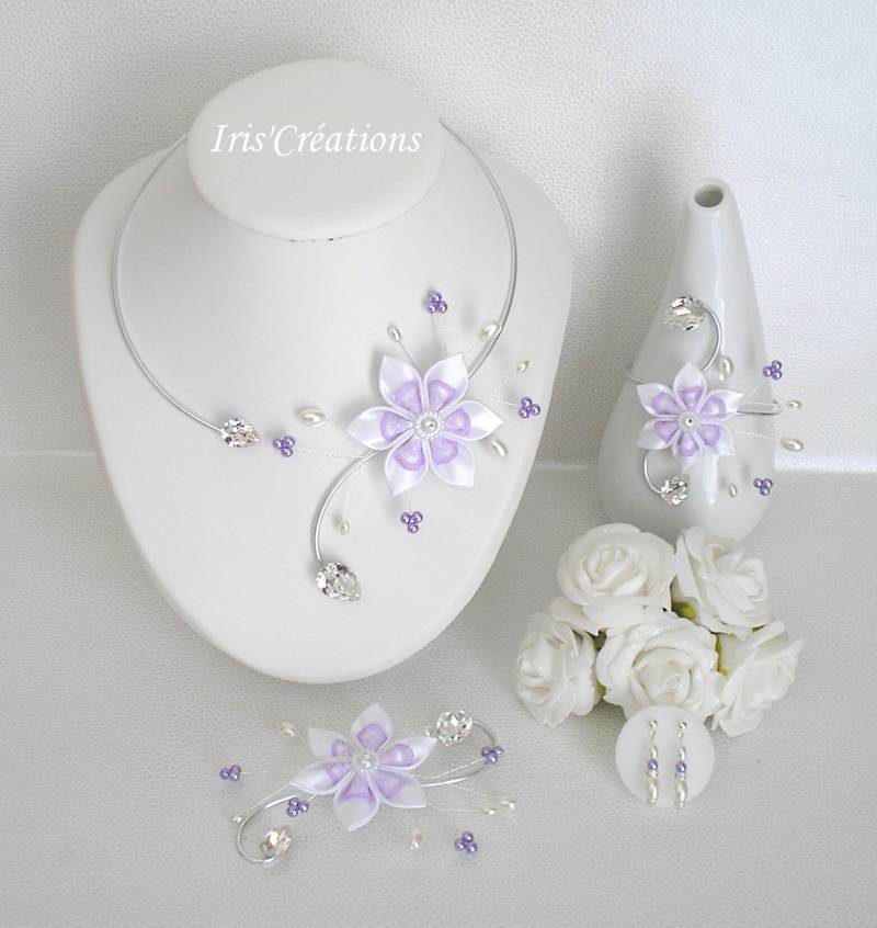 Vermählung Maeva 4 Stück Weiß Parma Und Swarovski Strass von IriscreationsBijoux