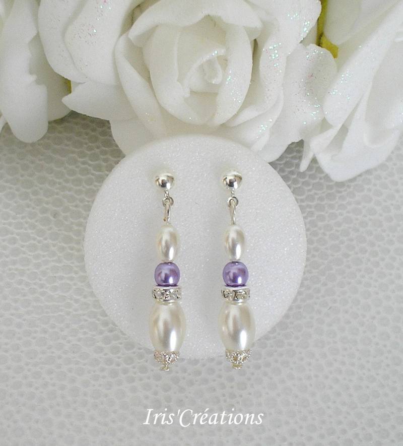 Weiße Mava-Ohrringe Parma Und Strass von IriscreationsBijoux