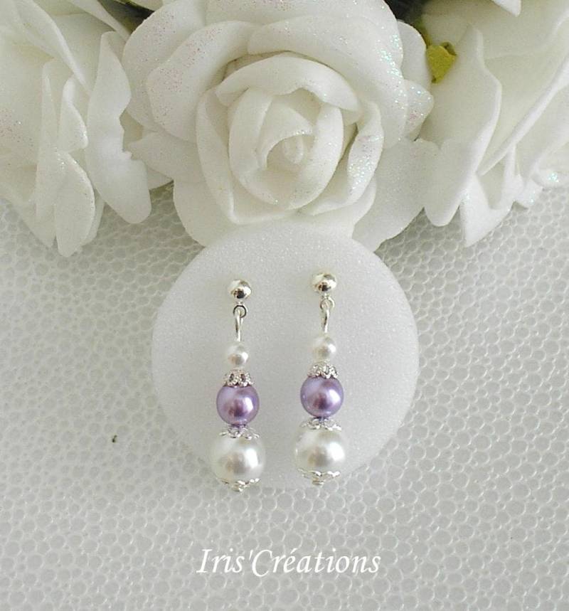 Weiße Und Parma Victoria Eheohrringe von IriscreationsBijoux