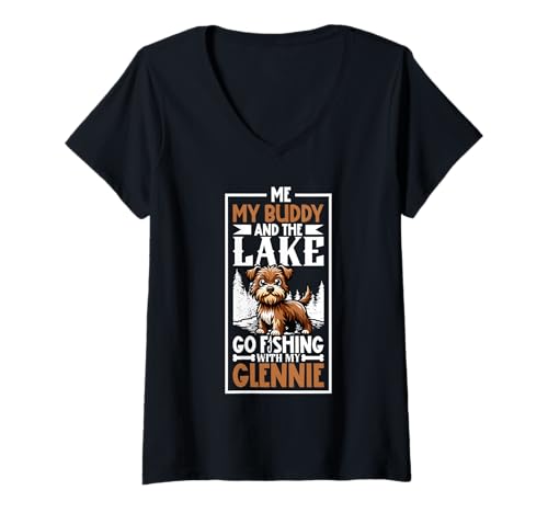 Damen Angeln und Irish Glen of Imaal Terrier T-Shirt mit V-Ausschnitt Damen Angeln und Irish Glen of Imaal Terrier T-Shirt mit V-Ausschnitt von Irish Glen of Imaal Terrier Designs