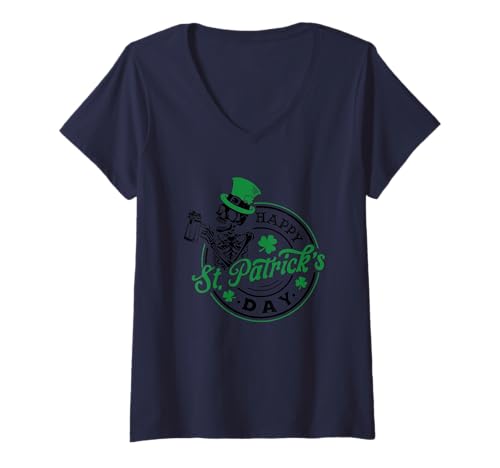 Damen Frohe Feier zum St. Patrick's Day T-Shirt mit V-Ausschnitt Damen Frohe Feier zum St. Patrick's Day T-Shirt mit V-Ausschnitt von Irish Luck Shamrock Festival Spirit