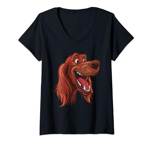 Damen Irish Setter | Cartoon Artwork T-Shirt mit V-Ausschnitt von Irish Setter | Geschenk by Daw1n