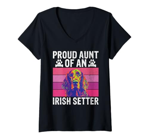Damen Stolze Tante eines Irish Setters Tante Irish Setter T-Shirt mit V-Ausschnitt Damen Stolze Tante eines Irish Setters Tante Irish Setter T-Shirt mit V-Ausschnitt von Irish Setter Gifts & Gifts for Irish Setter Lovers