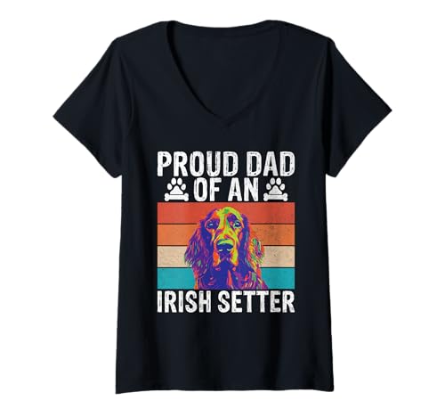 Damen Stolzer Vater eines Irish Setter Papa Irish Setter T-Shirt mit V-Ausschnitt Damen Stolzer Vater eines Irish Setter Papa Irish Setter T-Shirt mit V-Ausschnitt von Irish Setter Gifts & Gifts for Irish Setter Lovers