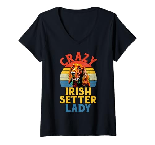 Damen Verrückte Irish Setter Lady Irish Setter T-Shirt mit V-Ausschnitt Damen Verrückte Irish Setter Lady Irish Setter T-Shirt mit V-Ausschnitt von Irish Setter Gifts & Gifts for Irish Setter Lovers