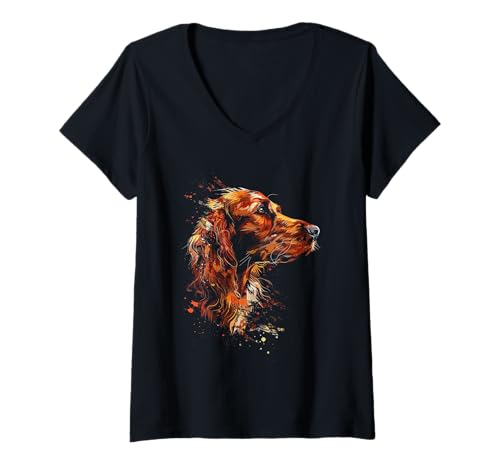 Damen Irish Setter Hund T-Shirt mit V-Ausschnitt Damen Irish Setter Hund T-Shirt mit V-Ausschnitt von Irish Setter Hund Design Kleidung