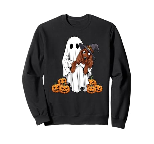 Lustiger Geist Irish Setter Kürbis Halloween Kinder Herren Damen Sweatshirt von Irish Setter Lover Cute Halloween Outfits Boy Girl