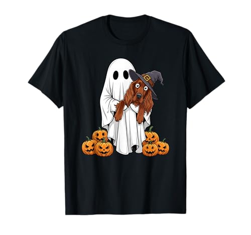 Lustiger Geist Irish Setter Kürbis Halloween Kinder Herren Damen T-Shirt von Irish Setter Lover Cute Halloween Outfits Boy Girl