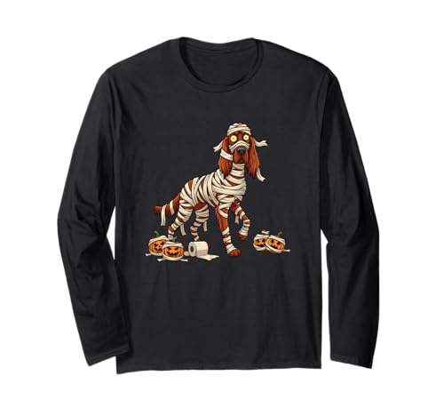 Lustiger irischer Setter Mumie Kürbis Halloween Kinder Herren Damen Langarmshirt von Irish Setter Lover Cute Halloween Outfits Boy Girl