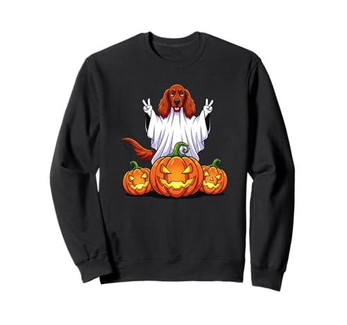 Irish Setter Ghost Pumpkin Boo Halloween Kinder Herren Damen Sweatshirt von Irish Setter Lover Halloween Ghost Pumpkin Outfits