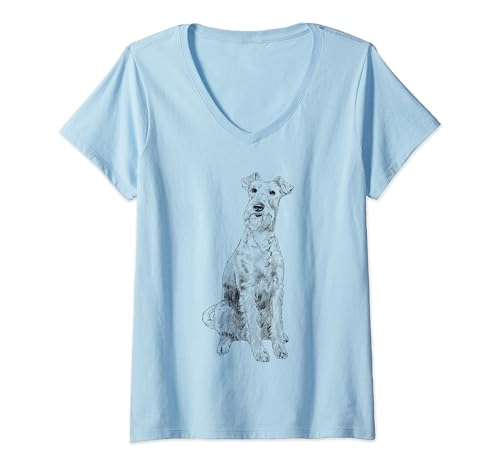 Damen Sitzinder Hund Irish Terrier T-Shirt mit V-Ausschnitt Damen Sitzinder Hund Irish Terrier T-Shirt mit V-Ausschnitt von Irish Terrier Geschenke