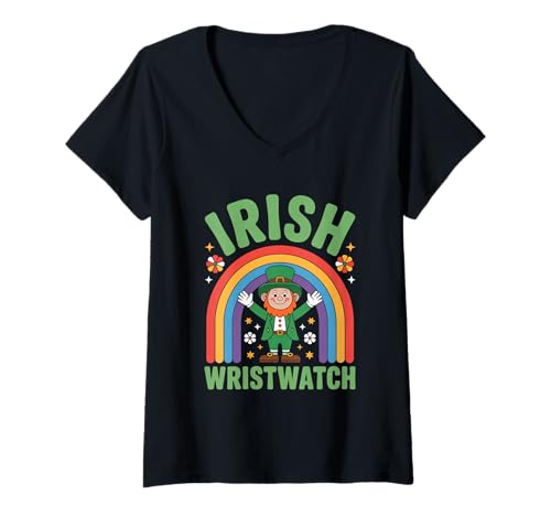 Damen Irische Armbanduhr T-Shirt mit V-Ausschnitt Damen Irische Armbanduhr T-Shirt mit V-Ausschnitt von Irish Wristwatch Vibes