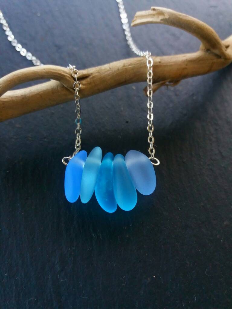 Blaue Seeglas Anhänger Halskette Strand Glas Schmuck Meerjungfrau Brautjungfer Geschenk von IrishMermaidJewelry
