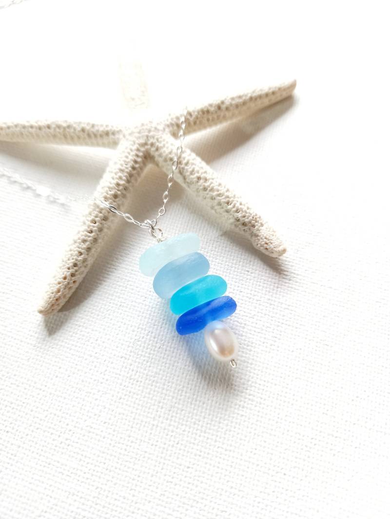 Blaue Seeglas Halskette Echte Strand Aus Echter von IrishMermaidJewelry