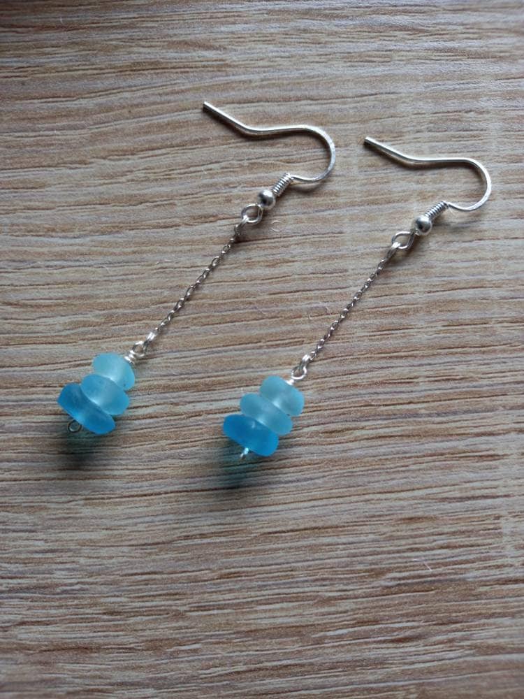 Blaue Seeglas Ohrringe Aqua Strand Glas Hochzeit Schmuck Brautjungfer Geschenk von IrishMermaidJewelry