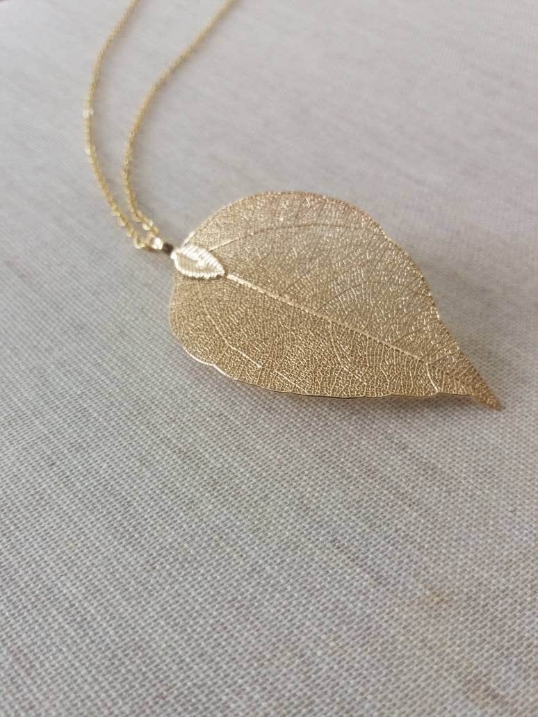 Echtes Blatt Halskette, 18K Gold Getaucht Echtes Schmuck Gold Blätter Naturschmuck Waldschmuck Brautjungfern von IrishMermaidJewelry