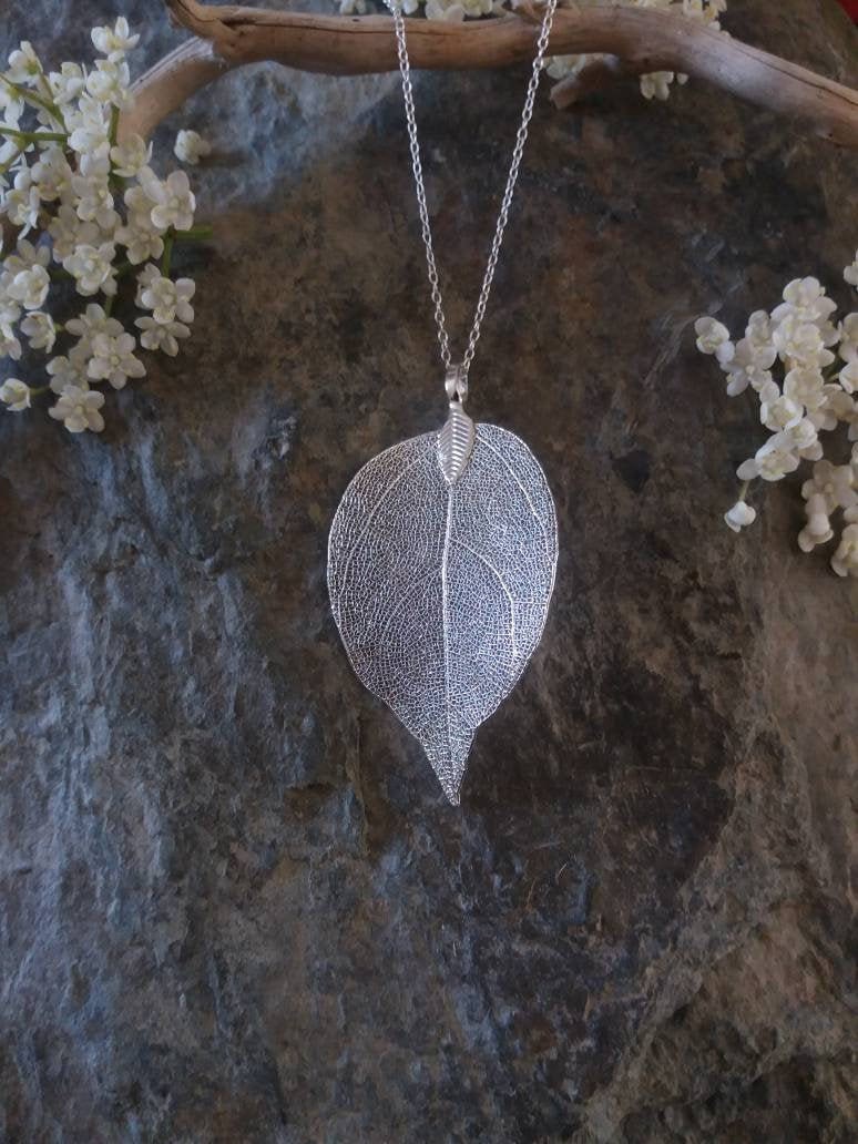 Echtes Blatt Halskette, Silber Getaucht Echtes Naturschmuck Waldschmuck Hochzeit Schmuck, Brautschmuck von IrishMermaidJewelry