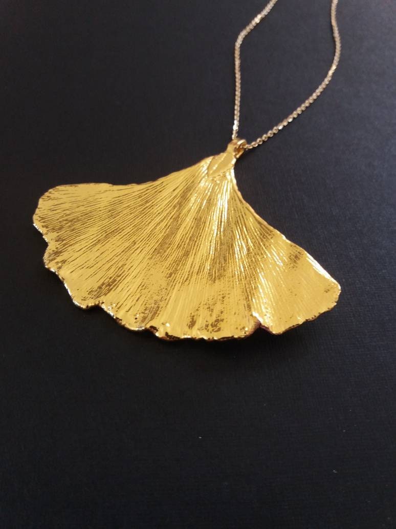Gingko Blatt Halskette 18K Vergoldet Echtes Gold Getaucht Blätter Naturschmuck Wald Schmuck Hochzeit von IrishMermaidJewelry