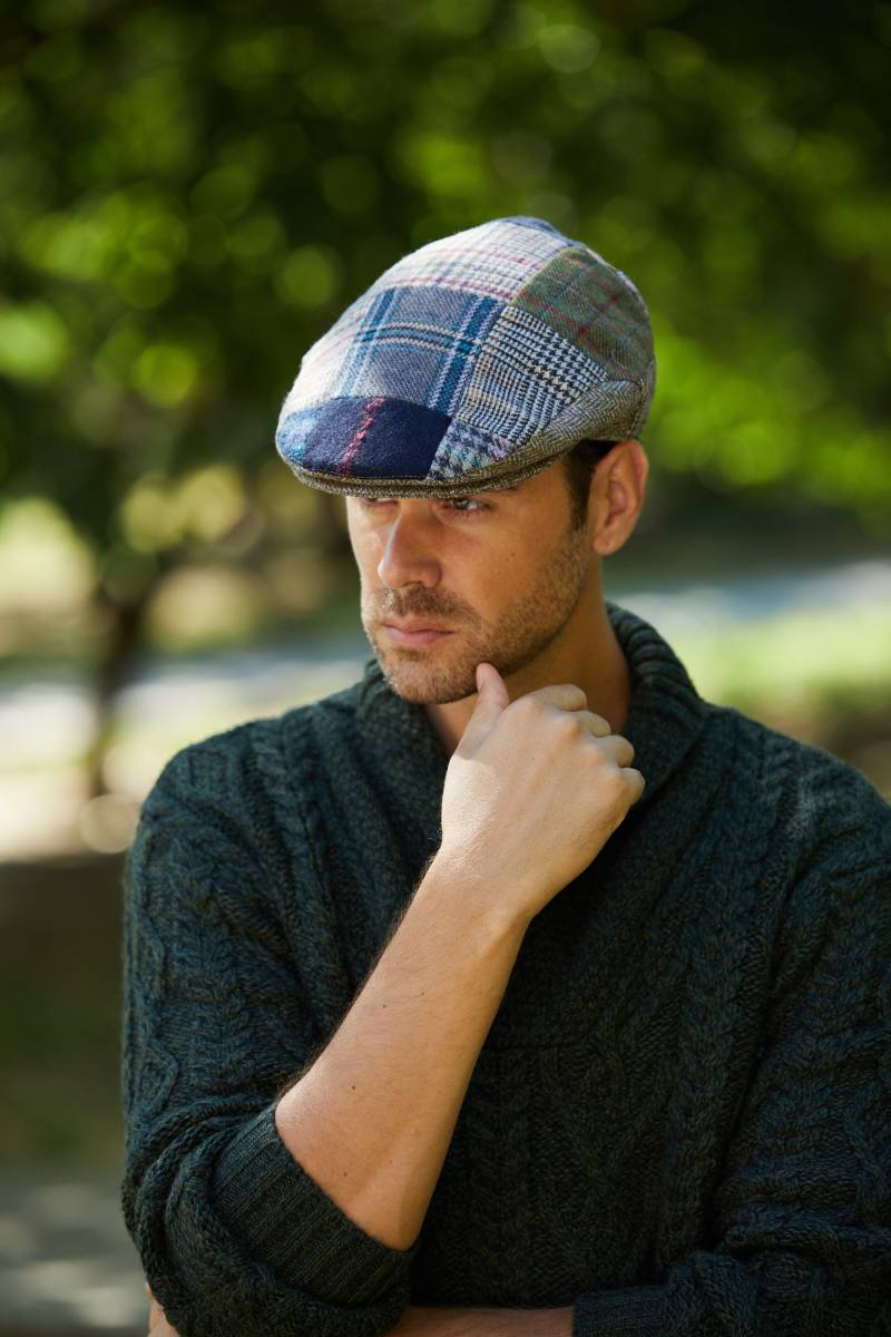 Irish - Donegal Tweed Patch Schiebermütze Check Irland Handcrafted Unisex von IrishTweedStore