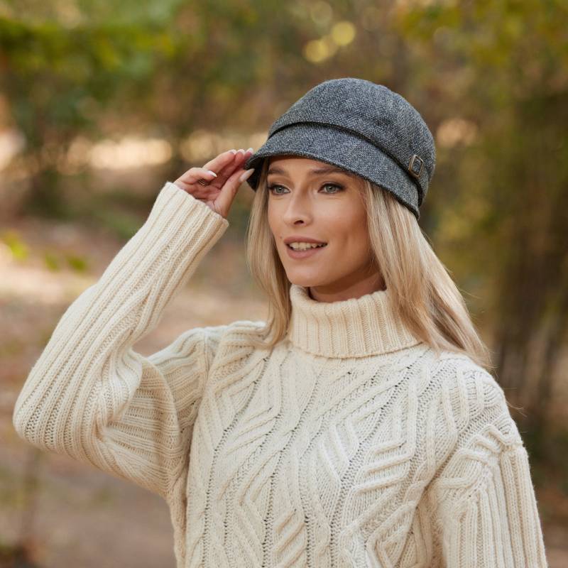 Irish - Donegal Tweed Flapper Cap Grau Irland Handgefertigt Damen von IrishTweedStore
