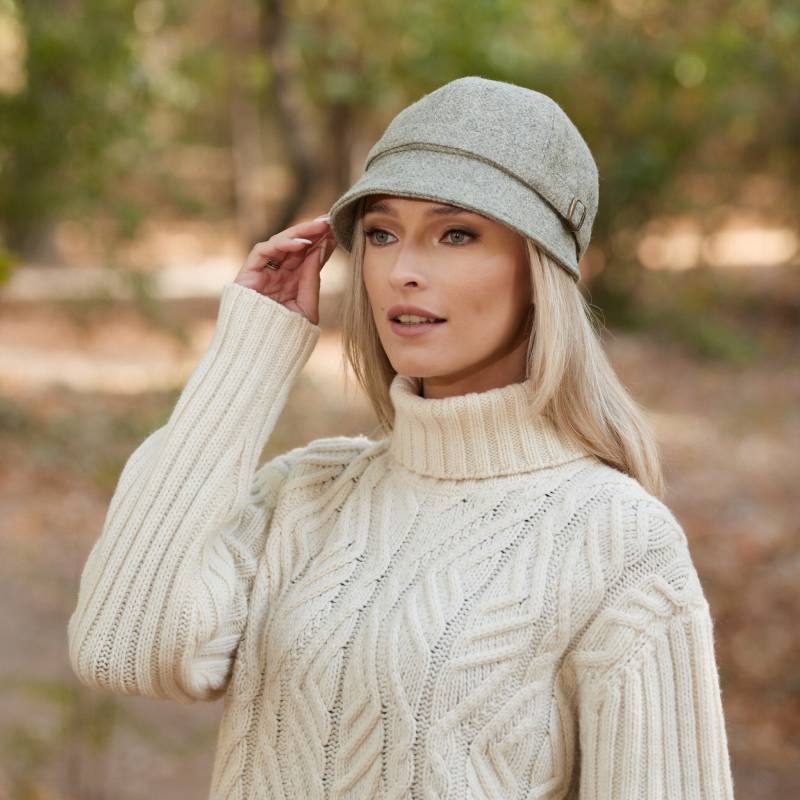 Irish - Donegal Tweed Flapper Cap Silber Steingrau Irland Handgefertigt Damen von IrishTweedStore