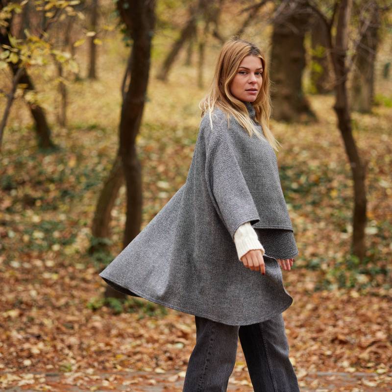 Irish Donegal Tweed Wrap/Schal - Glen Grey Fischgrät Handgefertigt Einheitsgröße von IrishTweedStore