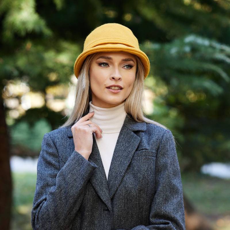 Irish - Wool Melton Donegal Flapper Hut Gold Irland Handgefertigt Damen von IrishTweedStore