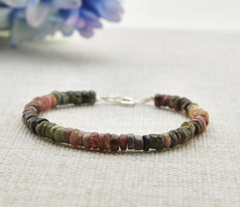 Rohes Turmalin Armband Sterling Silber Edelstein Schmuck von Irisjewelerystudio