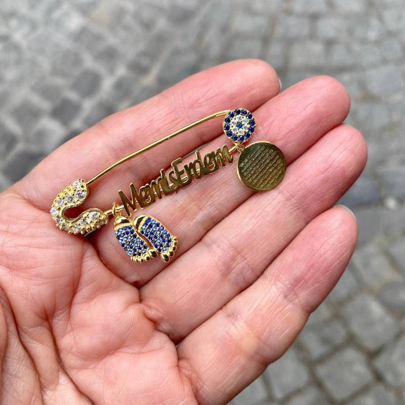 sterling Silber Auge Baby Pin Personalisiertes Geschenk Zur Geburt von Irisjewelerystudio