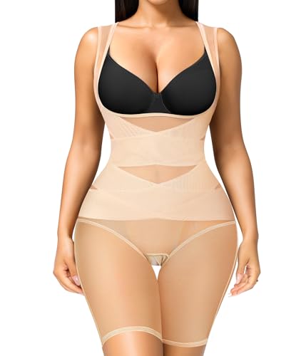 Irisnaya Damen Faja Shapewear Bauchkontrolle Bodysuit Nahtloser Body Shaper Hi- Taille Trainer Butt Lifter Oberschenkel Slimmer Shorts, Beige, L von Irisnaya