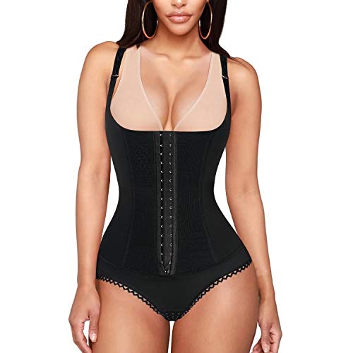 Irisnaya Damen Taillentrainer Bodysuit Bauchkontrolle Shapewear Slim Ganzkörper Shaper Open Bust Korsett Cincher - Schwarz - Small von Irisnaya