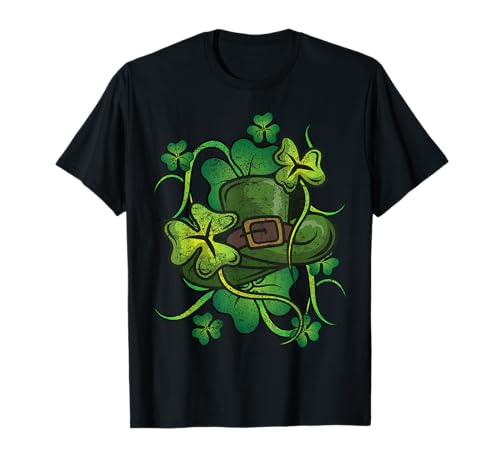 Irland Kleeblatt Geschenkidee Damen T-Shirt Schwarz Halbarm S Klein Klassische Passform Irisches Kleeblatt-Design von Irland Kleeblatt Geschenkidee