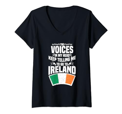 Damen Irland Flaggen Shirt Lustiges Irland Geschenk Geschenkidee T-Shirt mit V-Ausschnitt von Irland T-Shirt