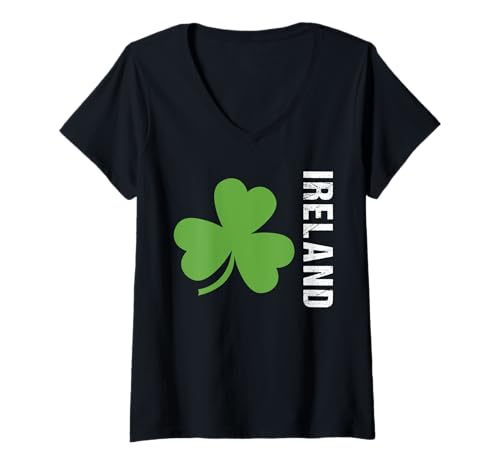 Damen Irland Geschenk Flagge Ireland Vintage St. Patricks day T-Shirt mit V-Ausschnitt von Irland Tshirt Herren Damen Irisch Dublin Ireland