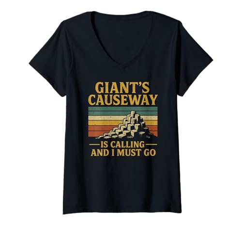 Damen Giant’s Causeway Irland Retro Reise Souvenir T-Shirt mit V-Ausschnitt Damen Giant’s Causeway Irland Retro Reise Souvenir T-Shirt mit V-Ausschnitt von IrlandReise Giant’s Causeway