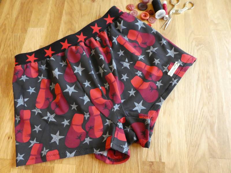 Boxershort Retropant Unterhose Gr.s Boxhandschuhe Schwarz/Rot, Herren Unterwäsche Schwarz, Boxer, Sterne von Irmanaeht