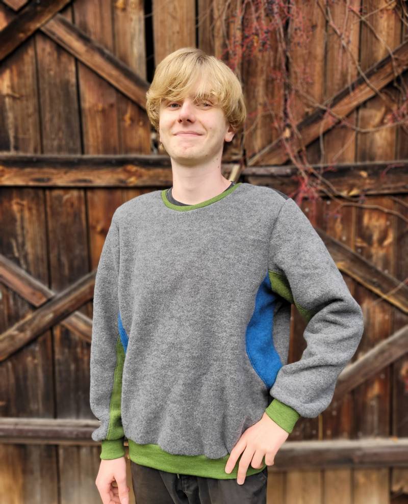 Fleecepulli, Wollfleece Pullover Dreifarbig, Kuschlig, Weicher Wollpullover Für Herren, Winterpullover Grau von Irmanaeht