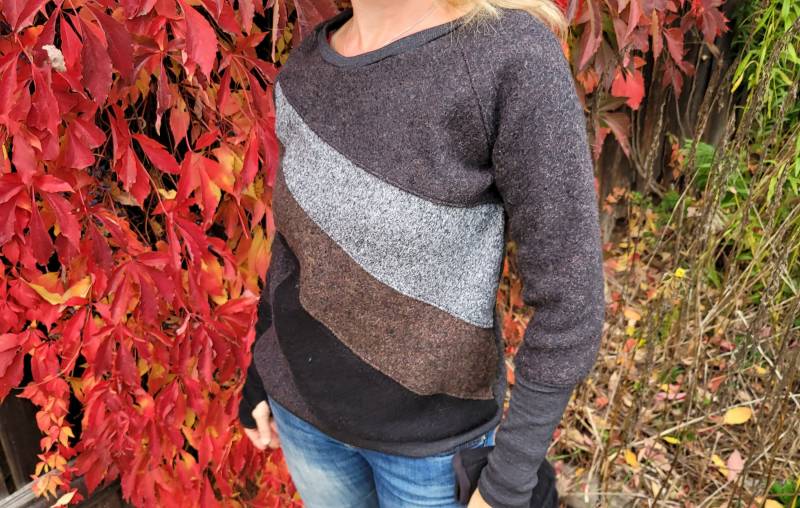 Walk Pullover, Winterpulli, Pullover Aus Wolle in Braun Und Grau, Damen Winter Walkpullover, Sweater Gr. 34 Bis 54 von Irmanaeht