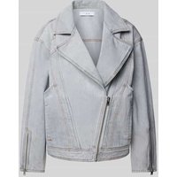 Iro Oversized Jeansjacke mit Eingrifftaschen in Hellgrau, Größe 38 von Iro