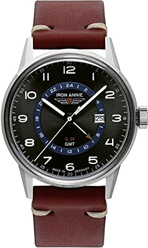 Iron Annie Herrenuhr G38 GMT mit rotbraunem Lederband 5342-4 von Iron Annie
