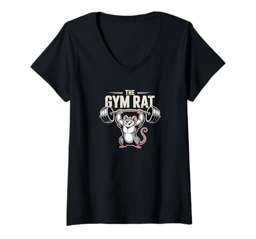 Damen Gym Rat Lustiges Gewichtheben Fitness Workout Training Humor T-Shirt mit V-Ausschnitt Damen Gym Rat Lustiges Gewichtheben Fitness Workout Training Humor T-Shirt mit V-Ausschnitt von Iron Grind Collective