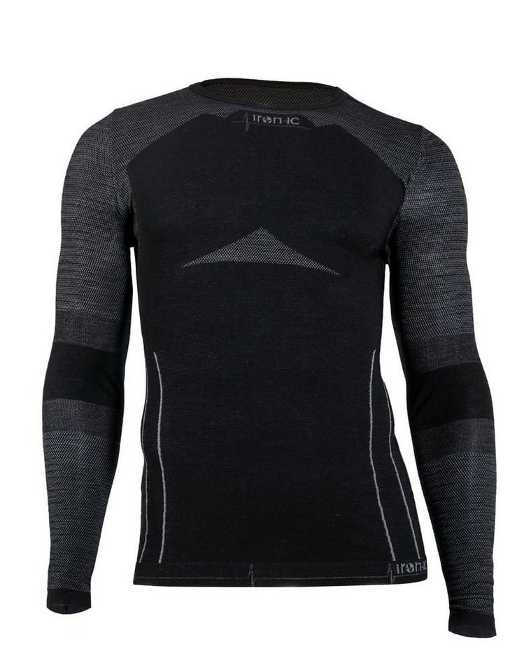 Iron-IC Langarmshirt Funktionsunterwäsche Performance (Merinowolle) schwarz/grau Herren von Iron-IC