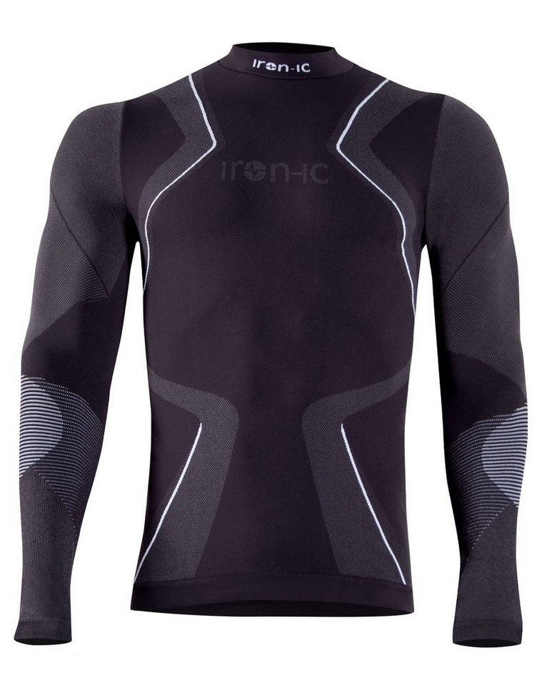 Iron-IC Langarmshirt Funktionsunterwäsche Performance (atmungsaktiv) schwarz/grau Herren von Iron-IC