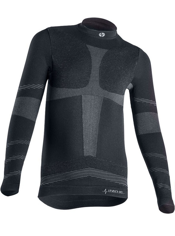 Iron-IC Langarmshirt Funktionsunterwäsche Performance (atmungsaktiv) schwarz/grau Kinder von Iron-IC