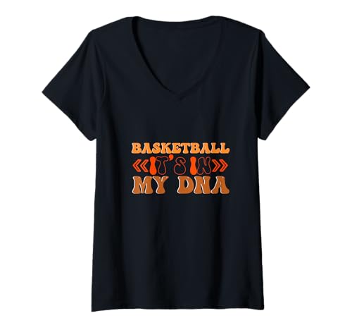 Damen Basketball It's in My DNA for Basketball Sport Lovers T-Shirt mit V-Ausschnitt von Iron Kor