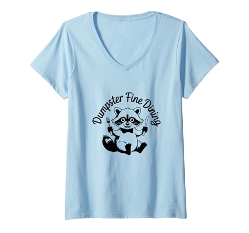 Damen Dumpster Fine Dining Funny Trash Panda Raccoon Vibes T-Shirt mit V-Ausschnitt von Iron Kor