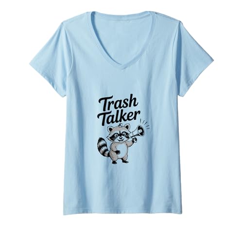 Damen Funny Trash Panda for Raccoon Fans Nighttime Snack Hunters T-Shirt mit V-Ausschnitt von Iron Kor