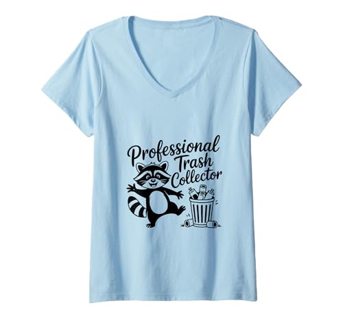 Damen Professioneller Müllsammler mit lustigem Panda-Waschbär-Meme T-Shirt mit V-Ausschnitt von Iron Kor