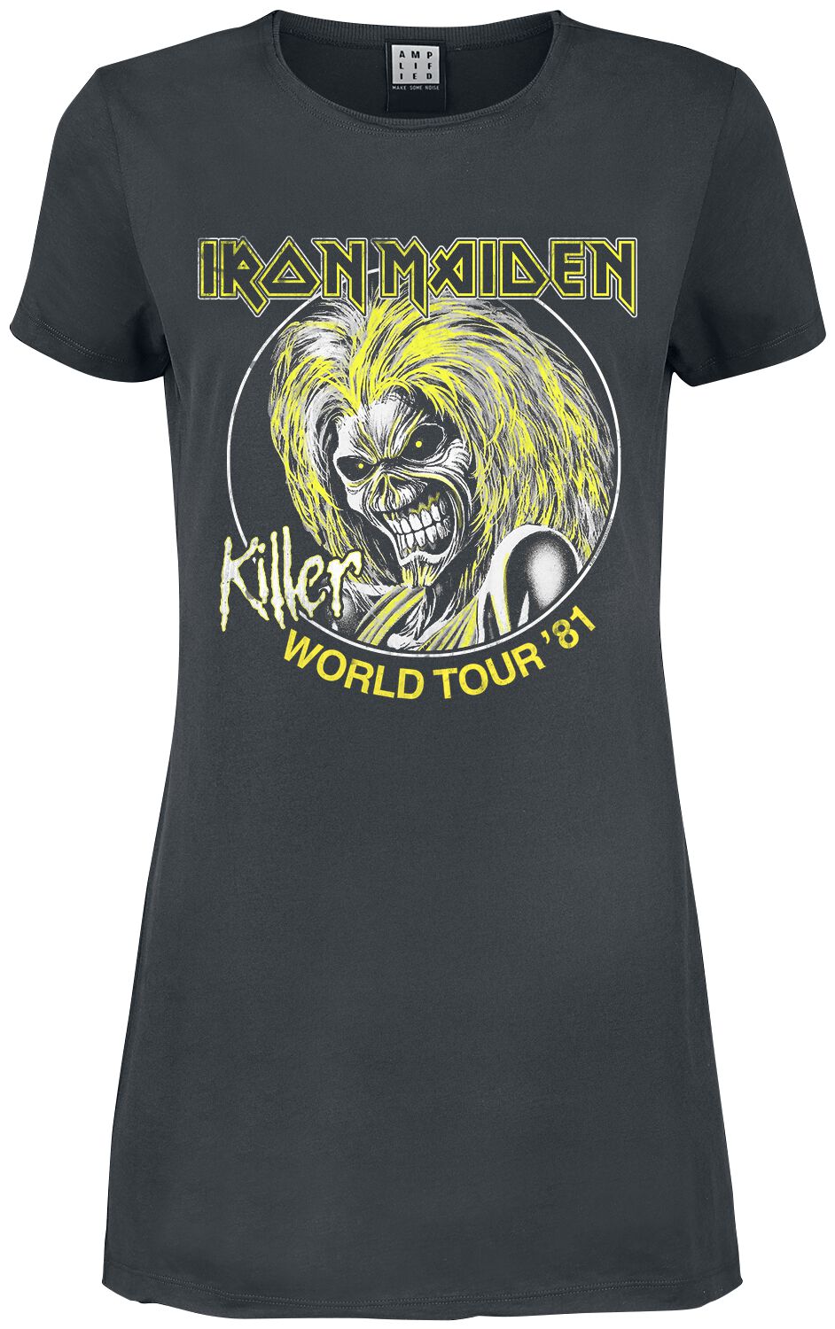 Iron Maiden Amplified Collection - Killer World Tour 81' Kurzes Kleid charcoal in M von Iron Maiden