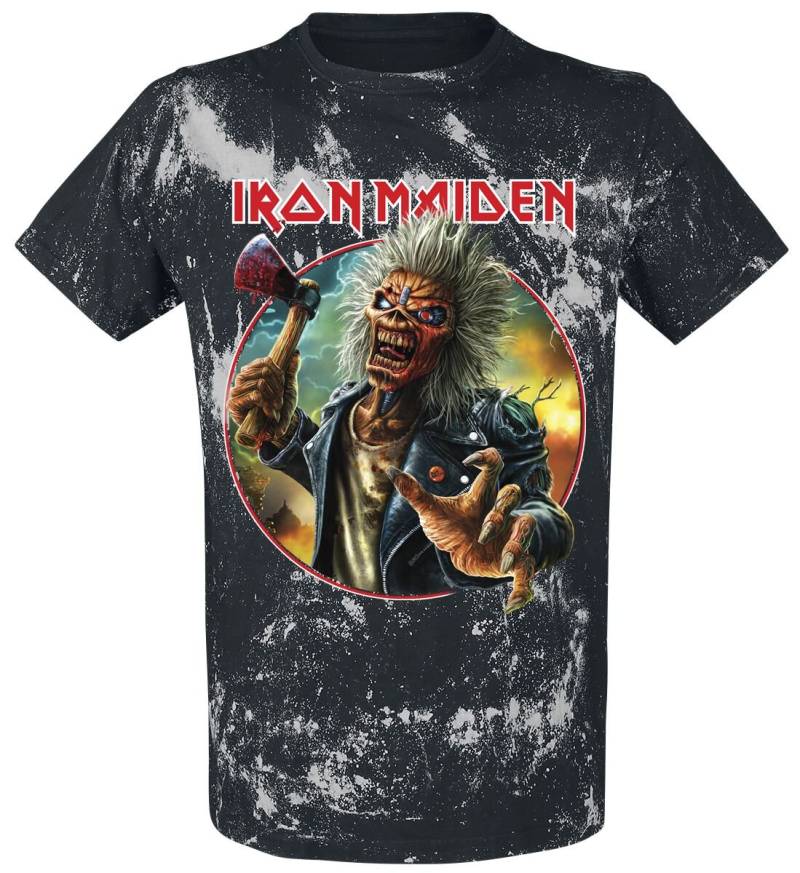 Iron Maiden Axe Eddie Blacksplattered T-Shirt schwarz grau in XXL von Iron Maiden